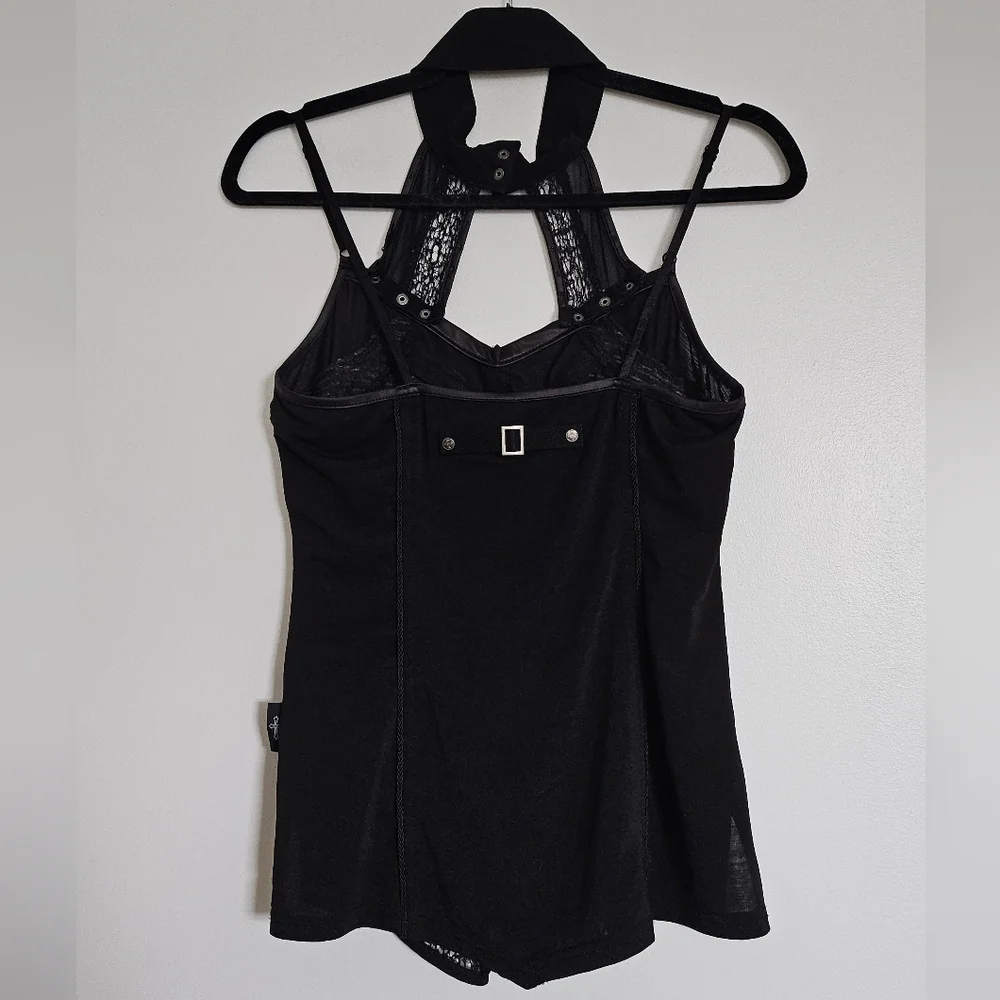 Ozzon Japan Ozz Croce Black Gothic High Neck Layered Top Silver Crosses And Lace - Picture 11 of 11